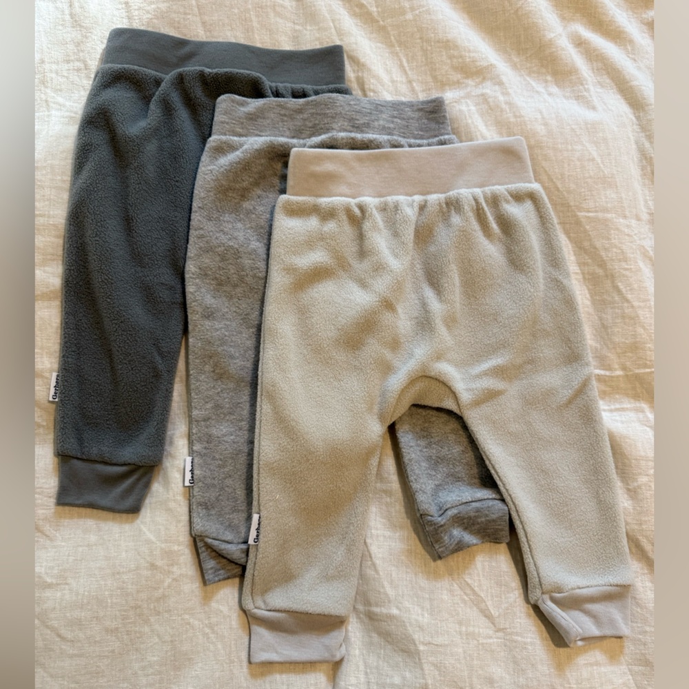 12M New Gerber Fleece Pants x3